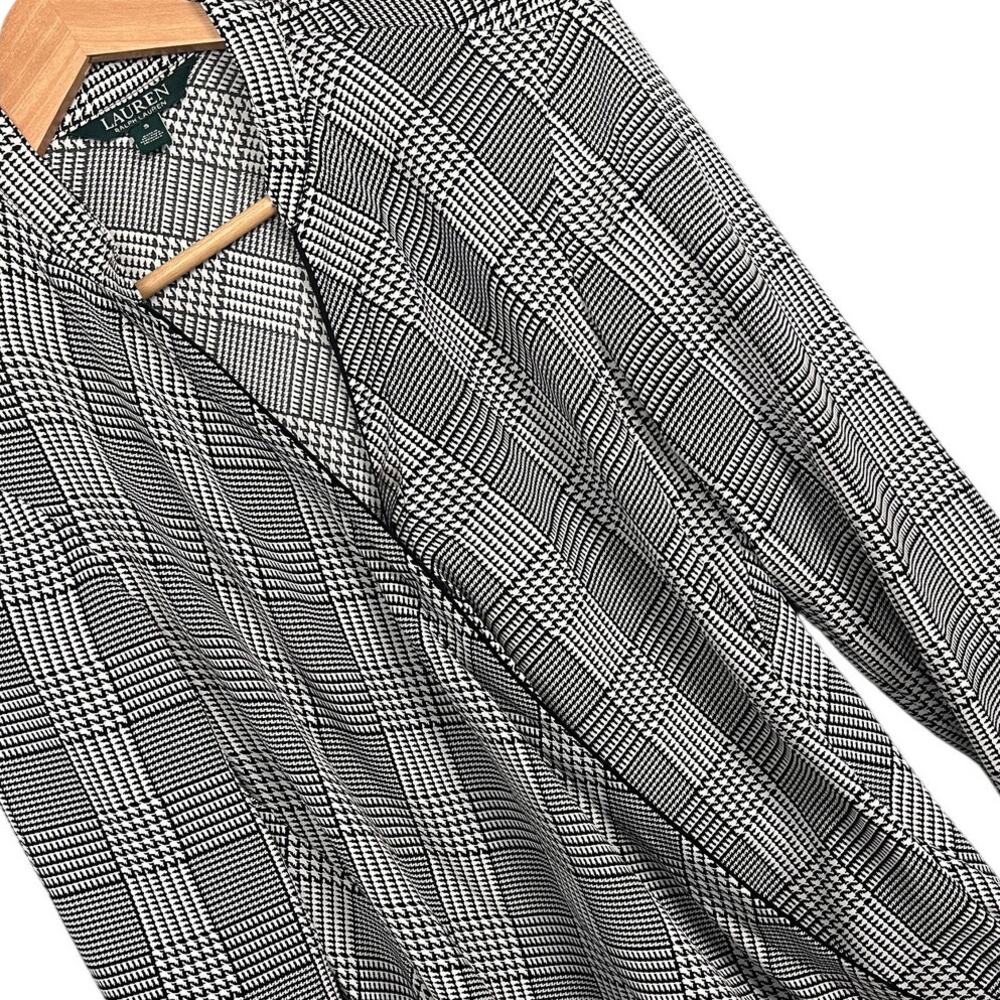 Lauren Ralph Lauren Women's S Blouse Top Faux Wrap Plaid Houndstooth Preppy Chic